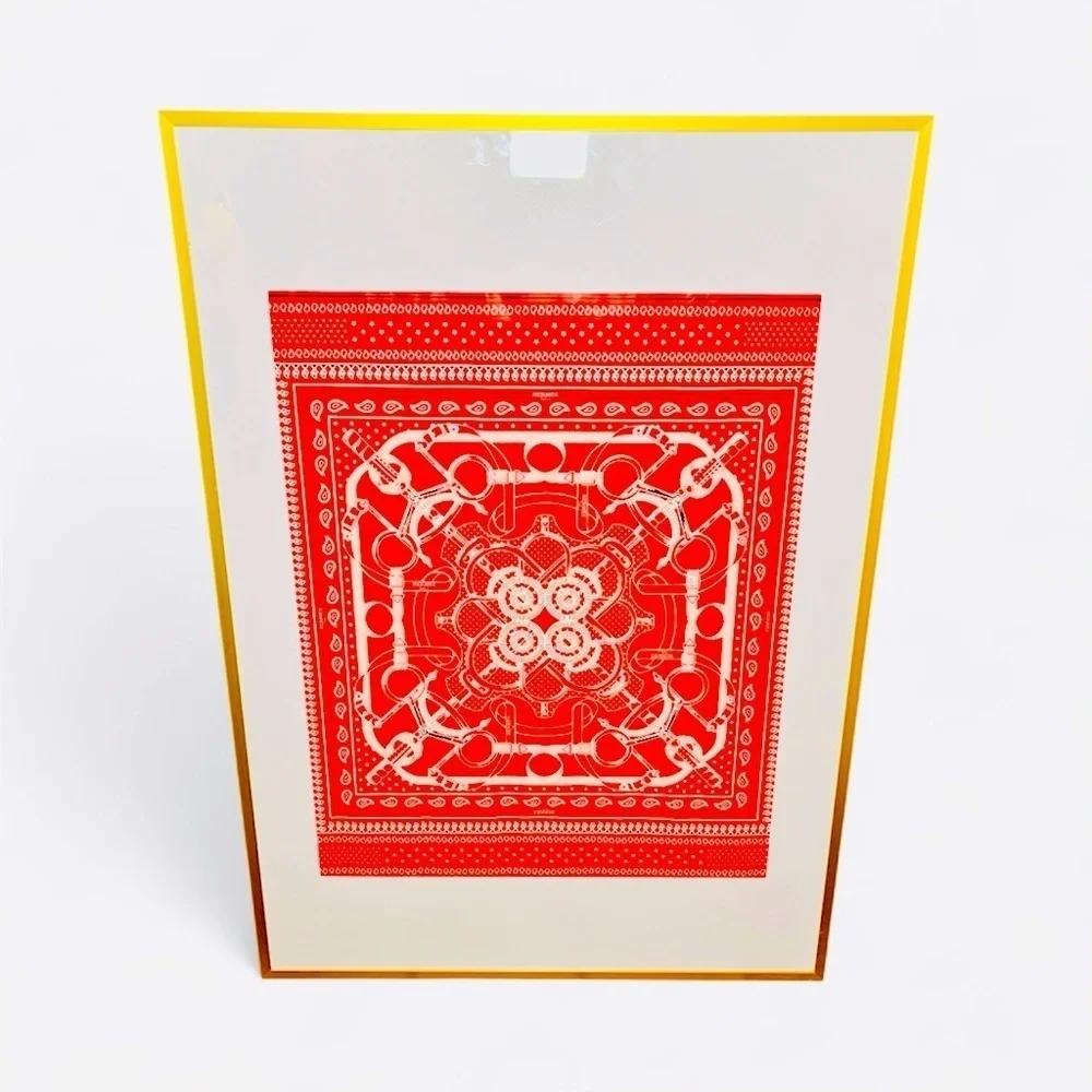 Hermès Framed Emblematic Wrapping Paper  2018 Authentic (1 Sheet, 19.5”x 19.5”)